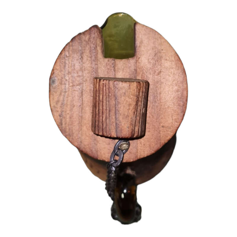 Vintage Sangria Pitcher Wooden lid Leather and Chain