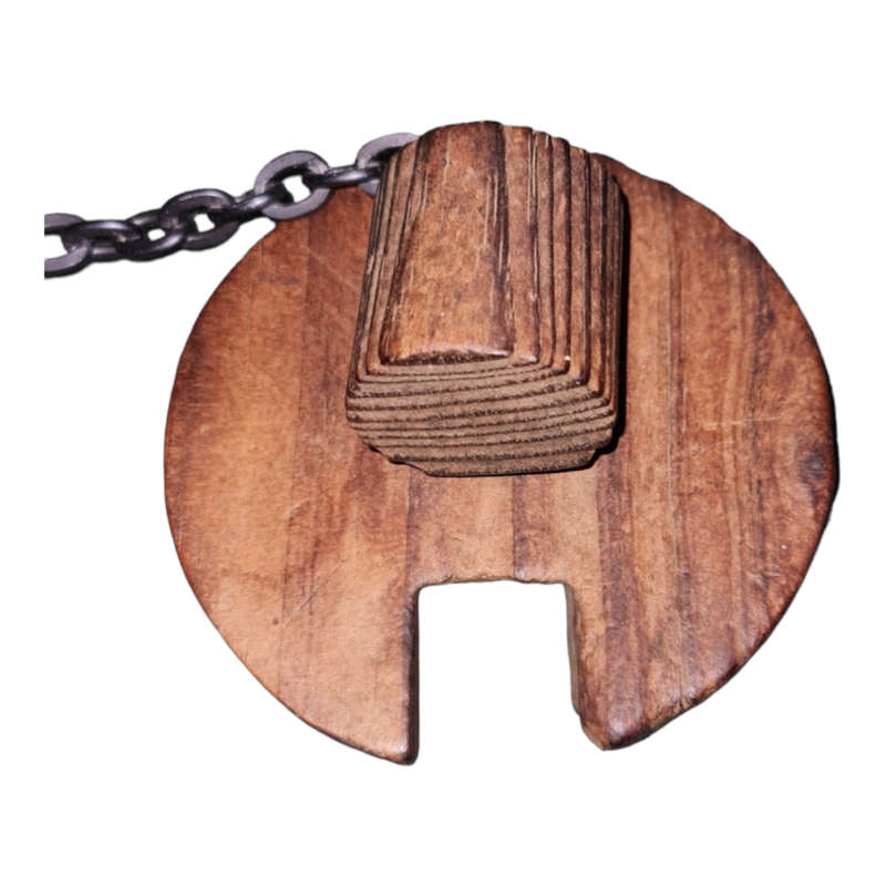 Vintage Sangria Pitcher Wooden lid Leather and Chain