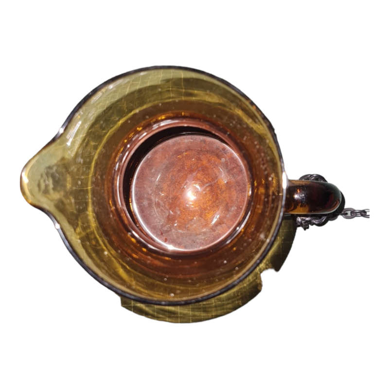 Vintage Sangria Pitcher Wooden lid Leather and Chain