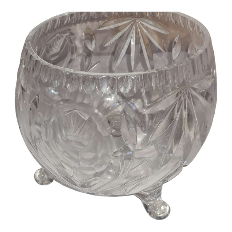 CUT GLASS CRYSTAL THREE FOOTED BOWl