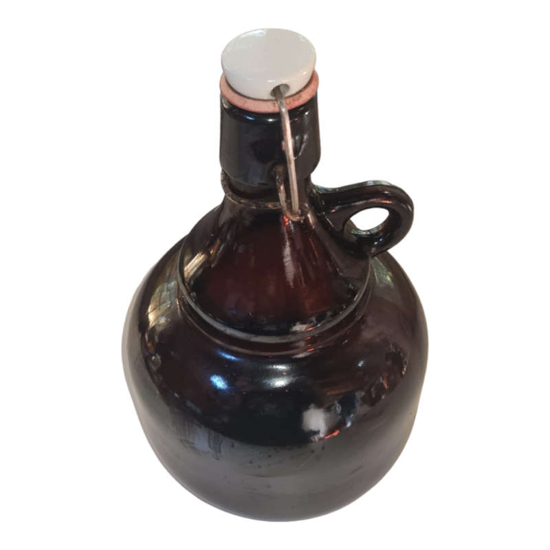 Amber Brown Glass large Bottle Jug with Ceramic Cap Good for Wine Storage