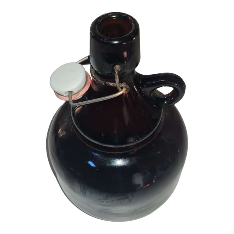 Amber Brown Glass large Bottle Jug with Ceramic Cap Good for Wine Storage