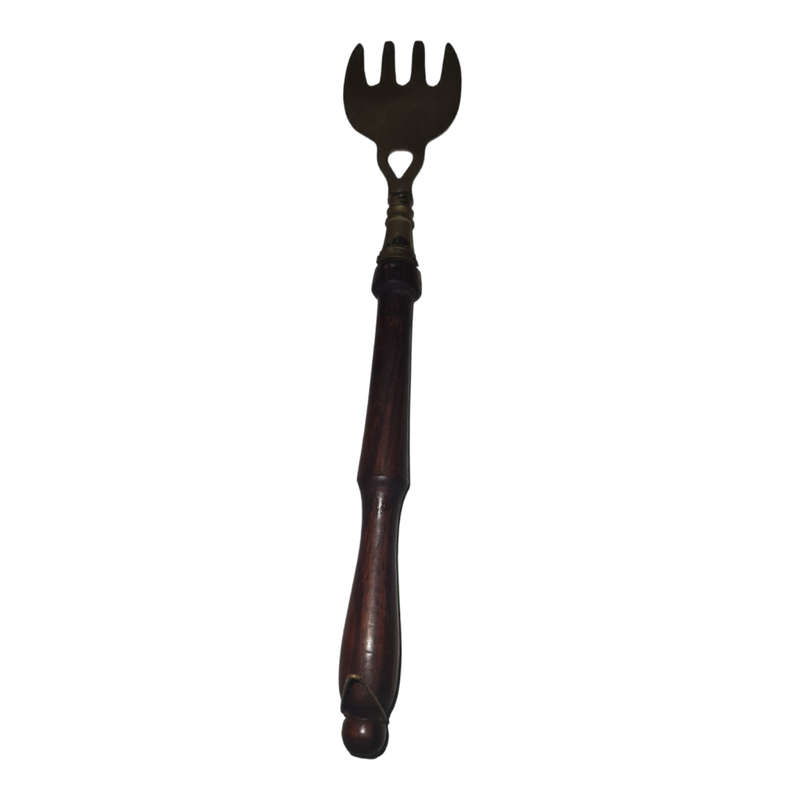 Hanging Solid Brass Fork With Wooden Handle