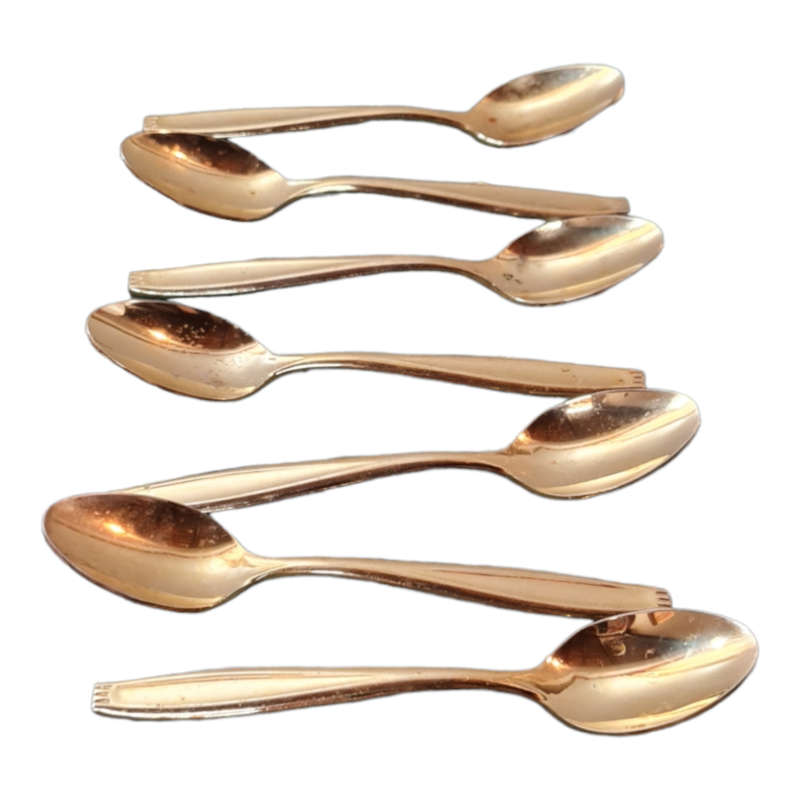 Vintage Gold-Plated Stainless Steel Teaspoon Set of 6 - Sleek Design