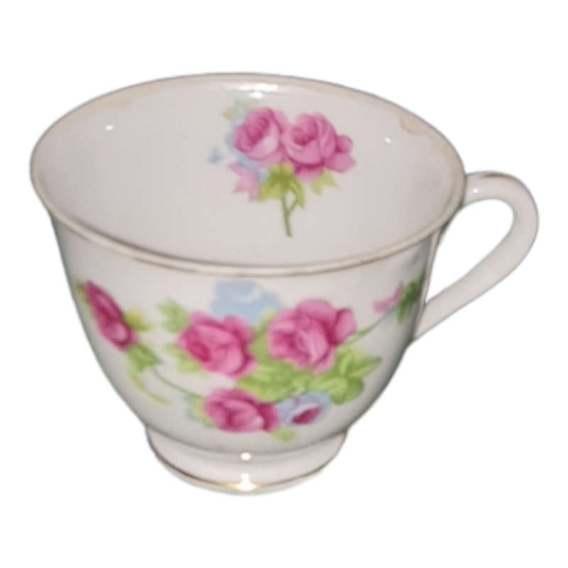 Vintage Pink Roses Demitasse Cup