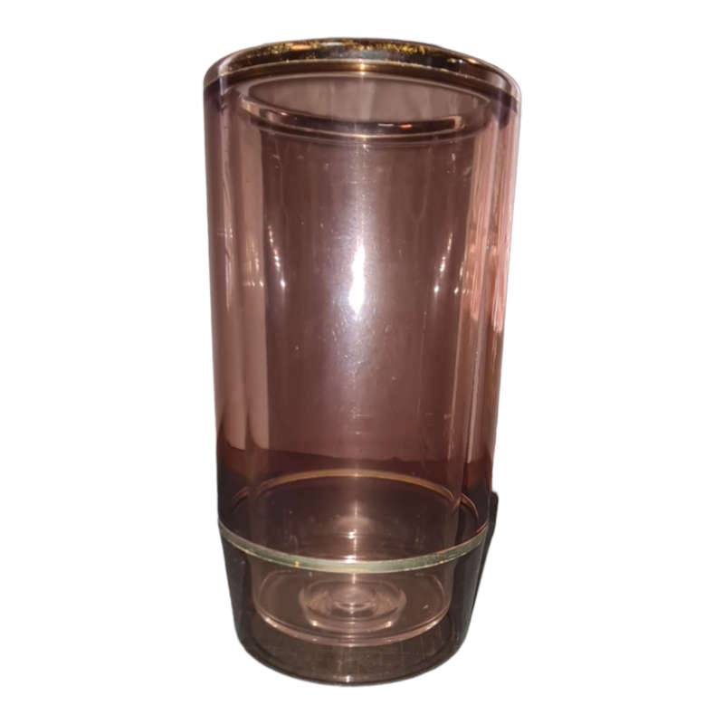 Vintage MCM Clear Smoke / Gold Trim Insulated Plastic Wine Cooler Bottle Bucket