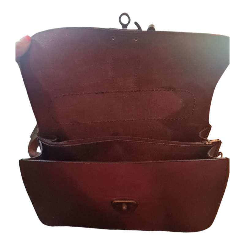 Hard leather handbag