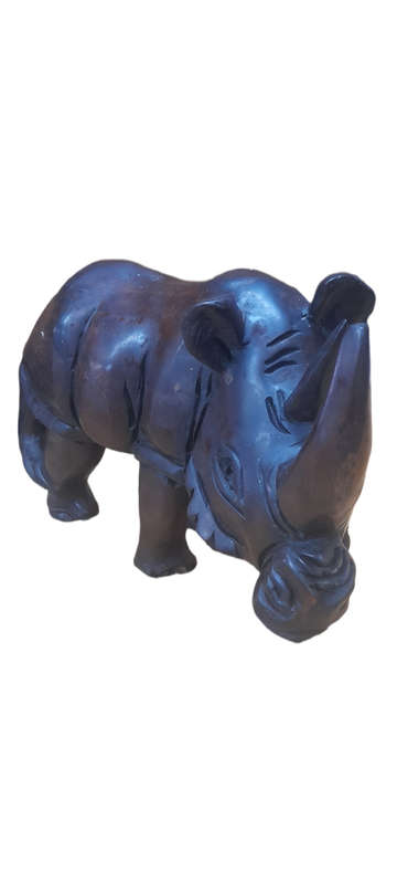 Handcrafted Wood Rhino