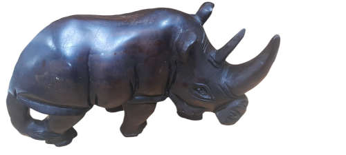 Handcrafted Wood Rhino