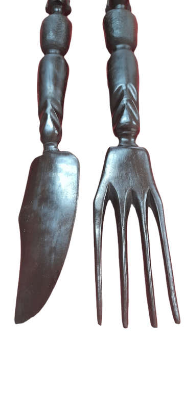 Handcrafted Wood African Fork And Knife