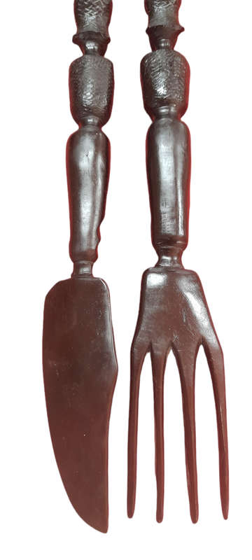Handcrafted Wood African Fork And Knife