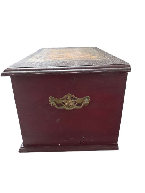 Wooden Box with Decopaged Lid  