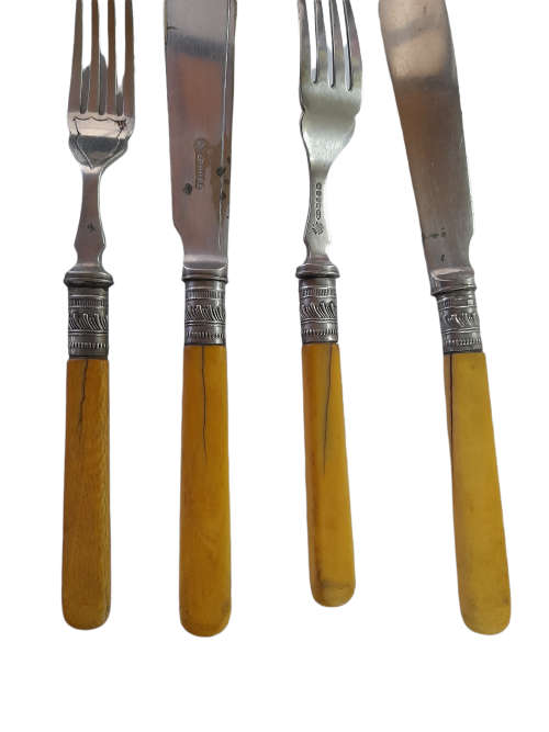 Vintage Set Of Two Silver Plated Fish And Fork Set
