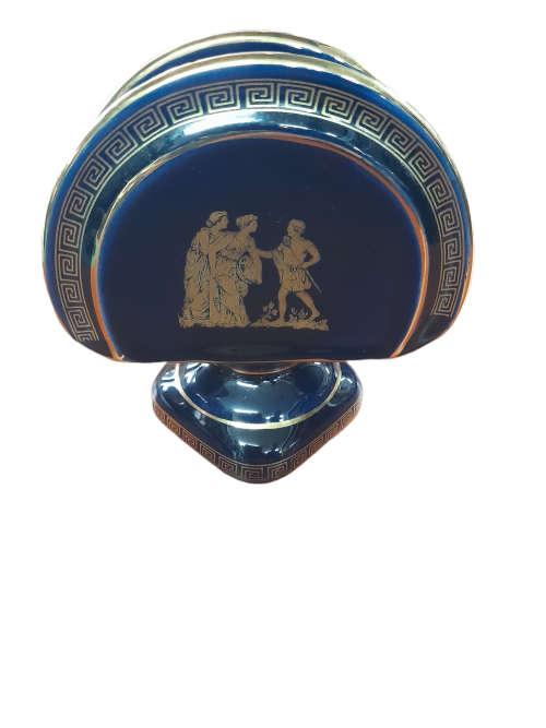 Vintage Greek Napkin / Envelope Holder, 24K Gold Trimming  