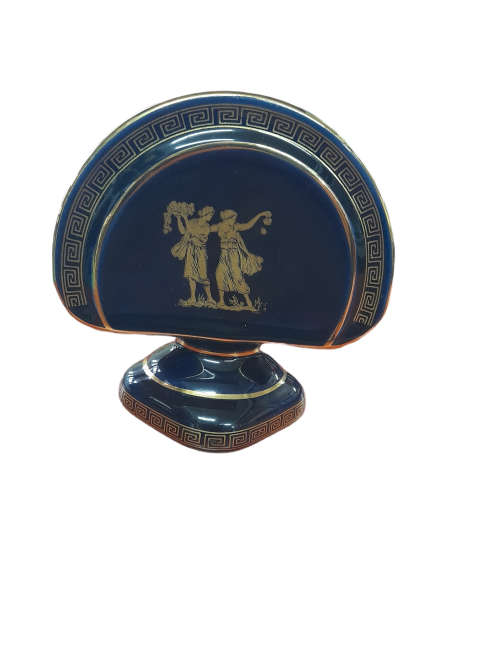 Vintage Greek Napkin / Envelope Holder, 24K Gold Trimming  