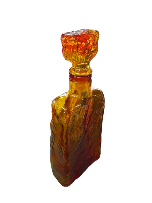 Empoli Italy Tangerine Ripple Genie Bottle Decanter  