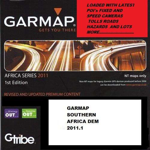GARMAP SOUTHERN AFRICA DEM 2011.1  ENHANCED  MAPS Included With Latest POI Cameras Portholes