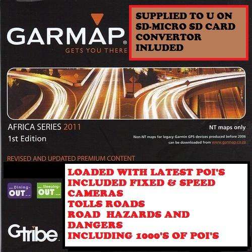 GARMAP SOUTHERN AFRICA STREETMAPS TOPO & REC 2011.1 Included With Latest POI Cameras Portholes