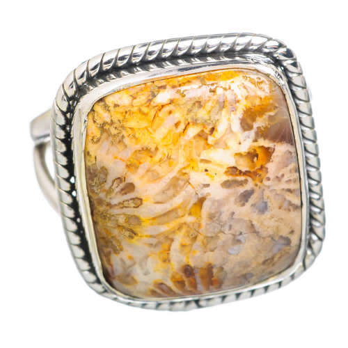 Fossil Coral 925 Sterling Silver Ring Size M 1/2