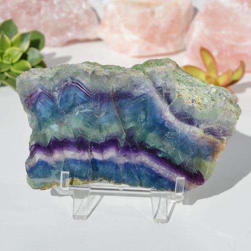 Purple, Green and Blue Rainbow Fluorite Slice