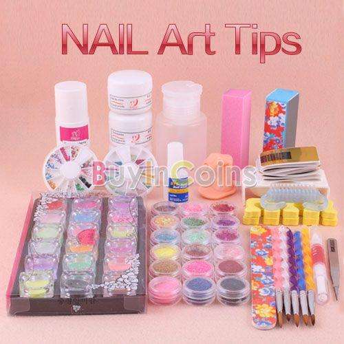36 Acrylic Powder Primer UV Liquid Nail Art Tip Dust Strip Hexagon Kits Set #5