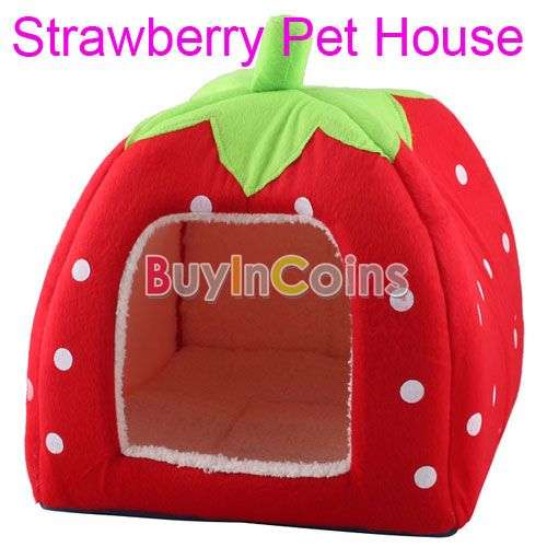 New Cute Lovely Soft Super Cool Sponge Strawberry Pet Cat Dog House Bed Size