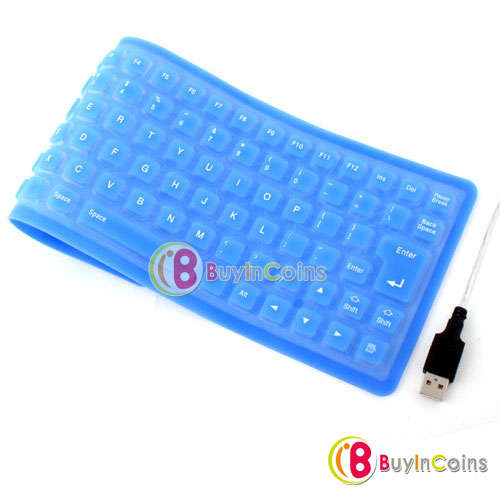USB 2.0 Washable Silicone Roll Up Foldable Computer PC