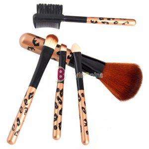 5 x Leopard Cosmetic Makeup Brush Eyeshadow Make Up Kit