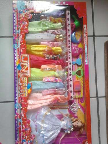 TOY DOLL SET including DRESSES AND ACCESSORIES