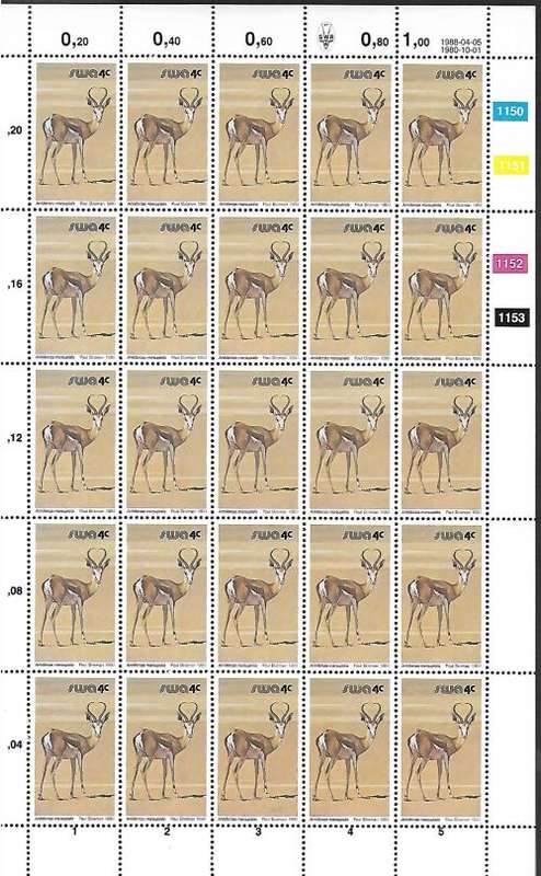 SELECTION OF 1980 SWA THIRD DECIMAL DEFINITIVE FULL SHEETS** AS PER SCANS