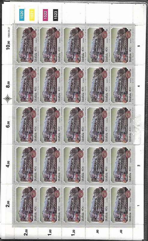 1983 STEAM LOCOMOTIVES COMPLETE SET OF 4 FULL SHEETS MINT AS PER SCANS