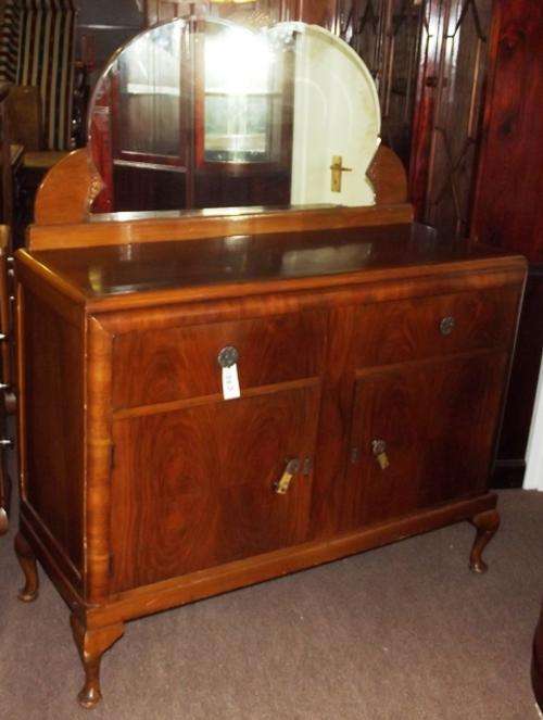 WALNUT MIRROR BACK SIDEBOARD