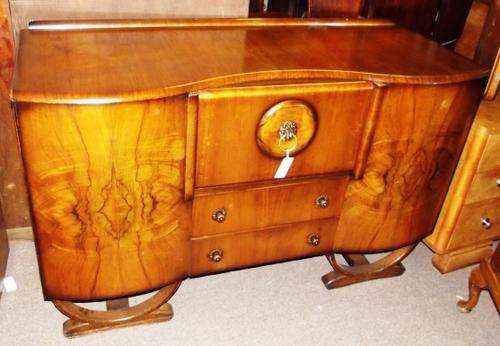 ART DECO WALNUT COCKTAIL SIDEBOARD