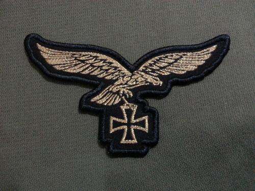 German Luftwaffe Gold Eagle with Iron Cross Woven Patch Sew On