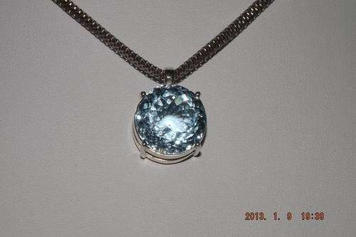 Breathtaking Aquamarine blue quartz set in solid silver.