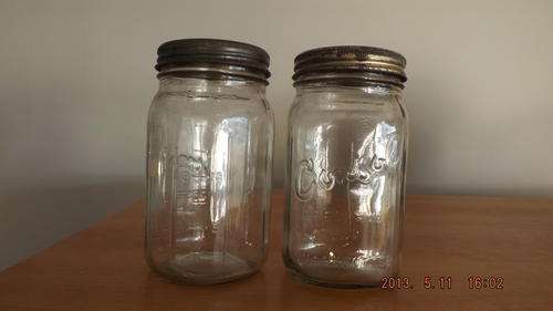 Two Vintage Imperial Measurement Consul Can fruit Jars.
