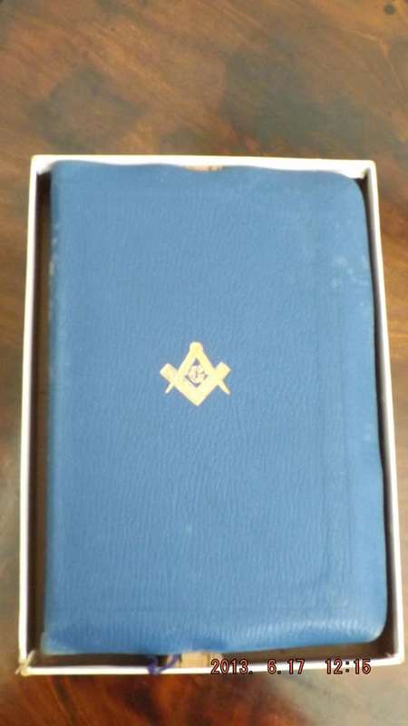 Vintage Leather Bound Presentation Masonic Bible.