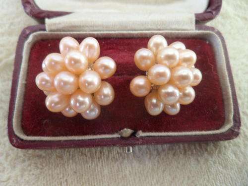 Beautiful Real Pearl Cluster Earrings.