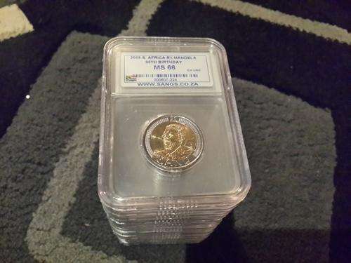 2008 Nelson Mandela 90th Birthday R5 -MS66!!!!-Bid per coin