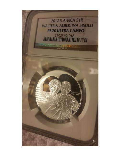 FINEST KNOWN ** W & A .SISULU ** 2012 SILVER R1 " PRTOEA -PF70 UC" WALTER AND ALBERTINA SISULU