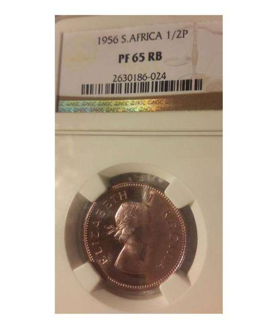 1956 SA Union Half Penny NGC Graded Proof 65 RB | SUPERB GEM | VERY HIGH GRADE |