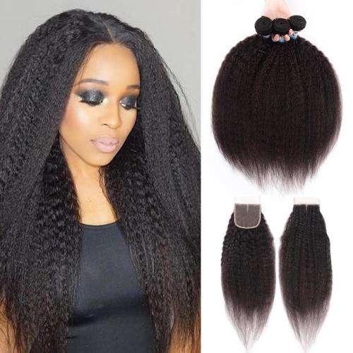 Peruvian Hair Wig Kinky Straight 10 inch with 4x4 3 way closure .12A