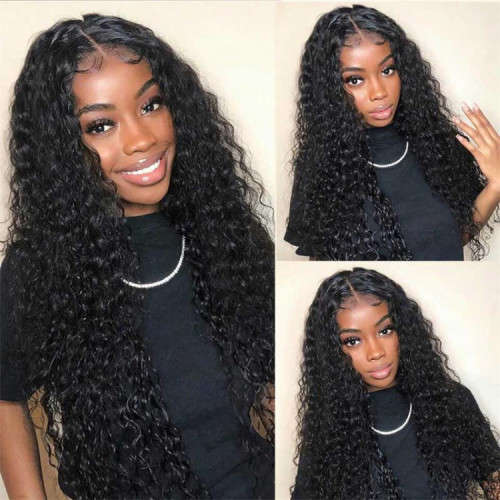 Peruvian Hair Wig Water Curls 24inch with 4x4 3 Way Closure 12A