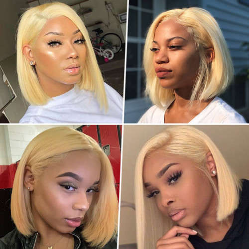Ear to ear lace frontal 10inch peruvian Hair Wig 13x4 Blonde . Grade 12A