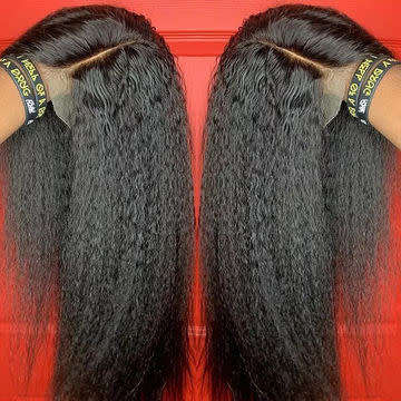 Peruvian Hair Wig Kinky Straight 10 inch with 4x4 3 way closure .12A