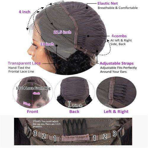 Ear to ear lace Frontal Wig 13x4 Peruvian Hair Wig Curly 22inch. 12A
