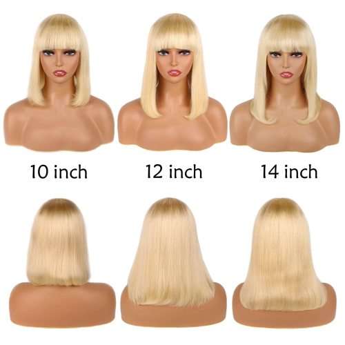 Brazilian Blonde Fringe Hair Wig 10inch Bob , grade 12A