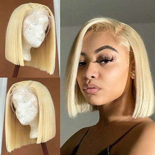 Ear to ear lace Frontal 12inch 13x4 Peruvian Hair Wig  Bob blonde . Grade12A