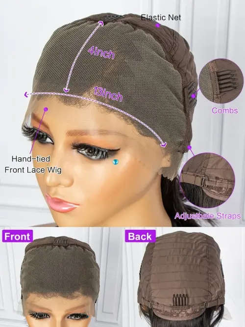 Ear to ear Peruvian Hair Wig Lace Frontal 13x4 pixie cut black. 12A