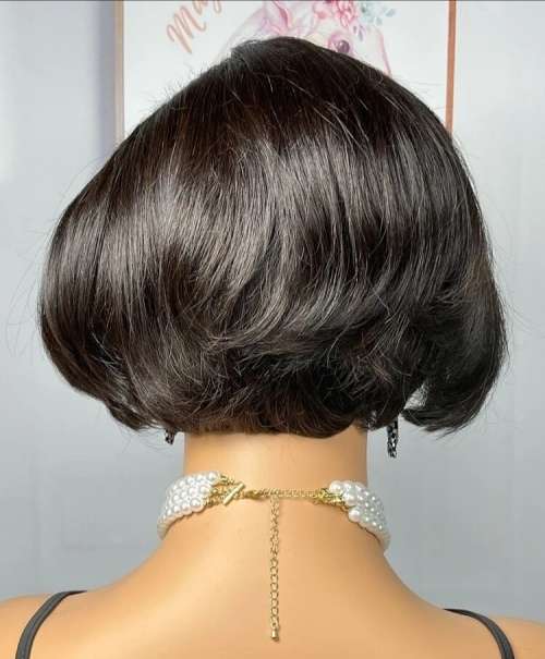 Ear to ear Peruvian Hair Wig Lace Frontal 13x4 short pixie cut black. 12A
